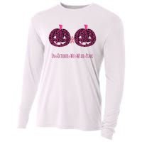 In October We Wear Pumpkin Leopard Print Bra Halloween Vneck Cooling Performance Long Sleeve Crew