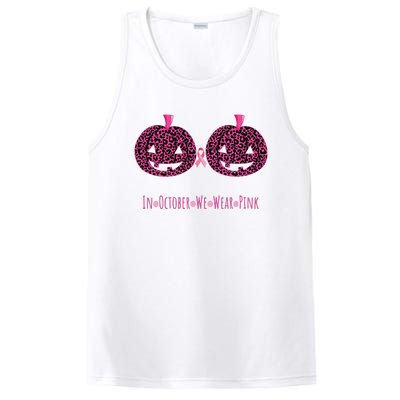 In October We Wear Pumpkin Leopard Print Bra Halloween Vneck PosiCharge Competitor Tank