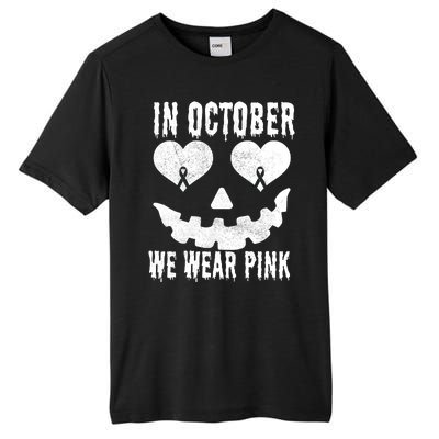 In October We Wear Pink Breast Cancer Jackolantern Halloween Tall Fusion ChromaSoft Performance T-Shirt