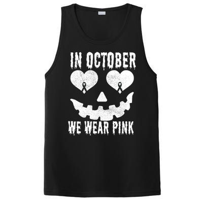 In October We Wear Pink Breast Cancer Jackolantern Halloween PosiCharge Competitor Tank