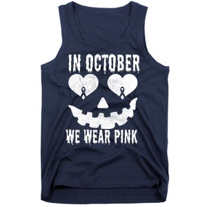 In October We Wear Pink Breast Cancer Jackolantern Halloween Tank Top