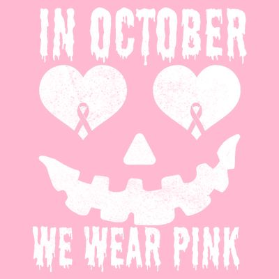 In October We Wear Pink Breast Cancer Jackolantern Halloween T-Shirt