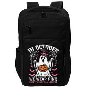 In October We Wear Pin.K Ghost Witch Breast Cancer Awareness Impact Tech Backpack