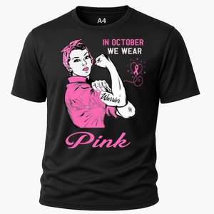 In October We Wear Pink_ Warrior Women Gift Cooling Performance Crew T-Shirt