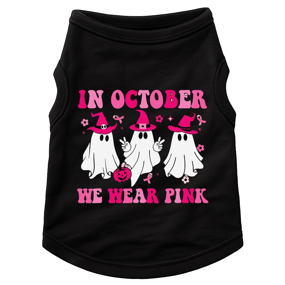 In October We Wear Pin.K Groovy Cute Ghost Halloween Doggie Tank