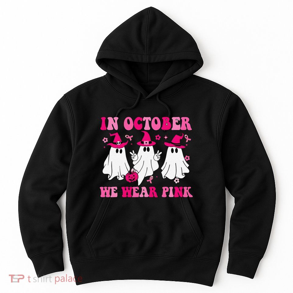 In October We Wear Pin.K Groovy Cute Ghost Halloween Hoodie