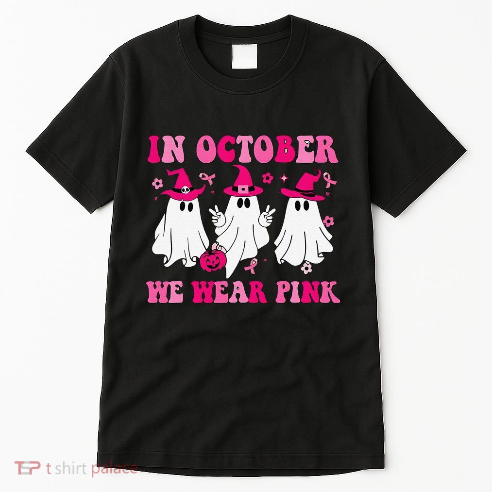 In October We Wear Pin.K Groovy Cute Ghost Halloween Tall T-Shirt