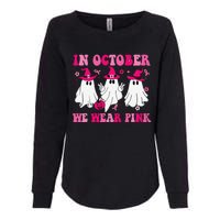 In October We Wear Pin.K Groovy Cute Ghost Halloween Womens California Wash Sweatshirt