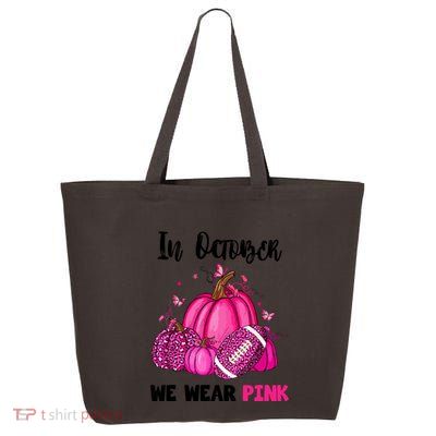 In October We Wear Pink Football Leopard Breast Cancer Awareness Gift 25L Jumbo Tote