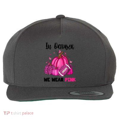 In October We Wear Pink Football Leopard Breast Cancer Awareness Gift Wool Snapback Cap