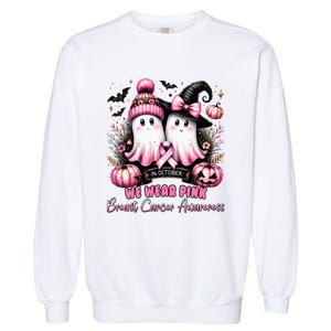 In October We Wear Ghost Witch Breast Cancer Awareness Garment-Dyed Sweatshirt