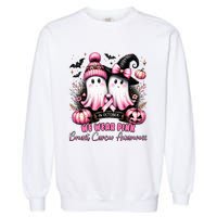 In October We Wear Ghost Witch Breast Cancer Awareness Garment-Dyed Sweatshirt