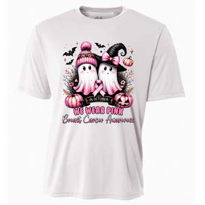 In October We Wear Ghost Witch Breast Cancer Awareness Cooling Performance Crew T-Shirt