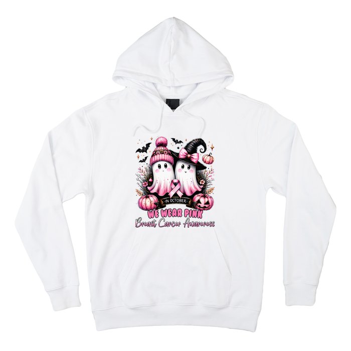 In October We Wear Ghost Witch Breast Cancer Awareness Hoodie