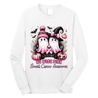 In October We Wear Ghost Witch Breast Cancer Awareness Long Sleeve Shirt