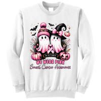 In October We Wear Ghost Witch Breast Cancer Awareness Sweatshirt