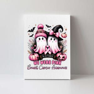 In October We Wear Ghost Witch Breast Cancer Awareness Canvas