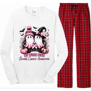 In October We Wear Ghost Witch Breast Cancer Awareness Long Sleeve Pajama Set