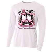 In October We Wear Ghost Witch Breast Cancer Awareness Cooling Performance Long Sleeve Crew