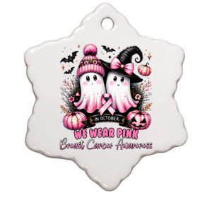 In October We Wear Ghost Witch Breast Cancer Awareness Ceramic Star Ornament