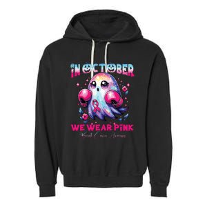 In October We Wear Ghost Witch Breast Cancer Awareness Garment-Dyed Fleece Hoodie