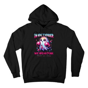 In October We Wear Ghost Witch Breast Cancer Awareness Hoodie