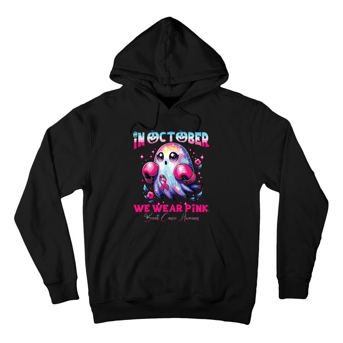 In October We Wear Ghost Witch Breast Cancer Awareness Hoodie