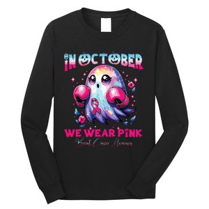 In October We Wear Ghost Witch Breast Cancer Awareness Long Sleeve Shirt