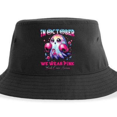 In October We Wear Ghost Witch Breast Cancer Awareness Sustainable Bucket Hat