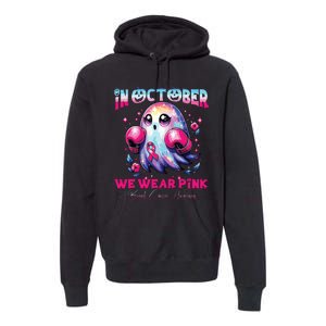 In October We Wear Ghost Witch Breast Cancer Awareness Premium Hoodie