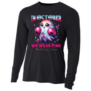 In October We Wear Ghost Witch Breast Cancer Awareness Cooling Performance Long Sleeve Crew