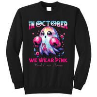 In October We Wear Ghost Witch Breast Cancer Awareness Tall Sweatshirt