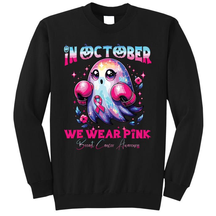 In October We Wear Ghost Witch Breast Cancer Awareness Tall Sweatshirt