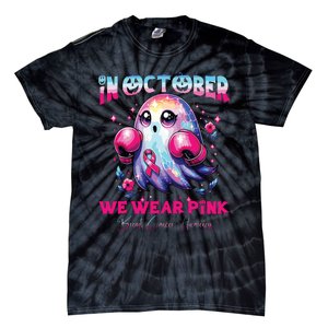 In October We Wear Ghost Witch Breast Cancer Awareness Tie-Dye T-Shirt