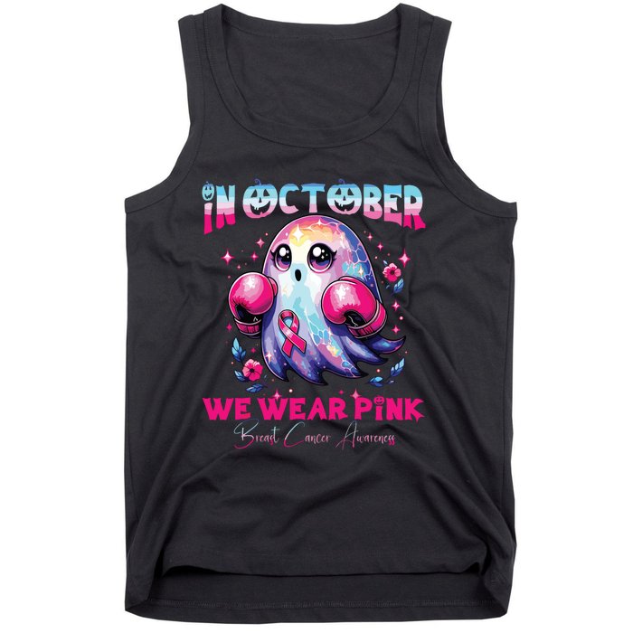 In October We Wear Ghost Witch Breast Cancer Awareness Tank Top