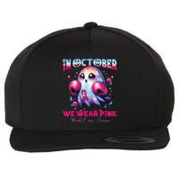 In October We Wear Ghost Witch Breast Cancer Awareness Wool Snapback Cap