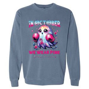 In October We Wear Ghost Witch Breast Cancer Awareness Garment-Dyed Sweatshirt