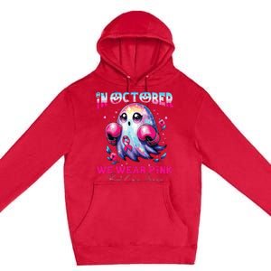 In October We Wear Ghost Witch Breast Cancer Awareness Premium Pullover Hoodie