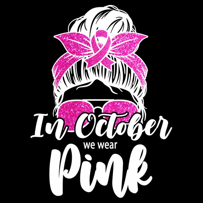 In October We Wear Pink Messy Bun Breast Cancer Tall T-Shirt