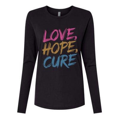 In October We Wear Love Hope Cure Breast Cancer Womens Cotton Relaxed Long Sleeve T-Shirt