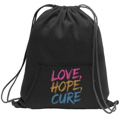 In October We Wear Love Hope Cure Breast Cancer Sweatshirt Cinch Pack Bag