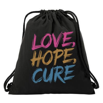 In October We Wear Love Hope Cure Breast Cancer Drawstring Bag