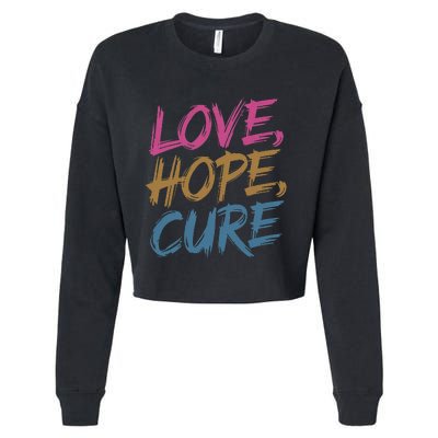 In October We Wear Love Hope Cure Breast Cancer Cropped Pullover Crew