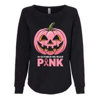 In October We Wear Breast Cancer Pumpkin Halloween Womens California Wash Sweatshirt