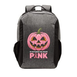 In October We Wear Breast Cancer Pumpkin Halloween Vector Backpack