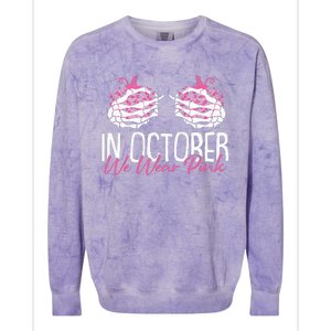 In October We Wear Pink Breast Cancer Awareness Pumpkin Colorblast Crewneck Sweatshirt