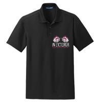 In October We Wear Pink Breast Cancer Awareness Pumpkin Dry Zone Grid Polo