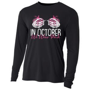 In October We Wear Pink Breast Cancer Awareness Pumpkin Cooling Performance Long Sleeve Crew