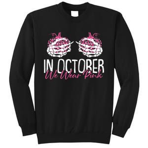 In October We Wear Pink Breast Cancer Awareness Pumpkin Tall Sweatshirt