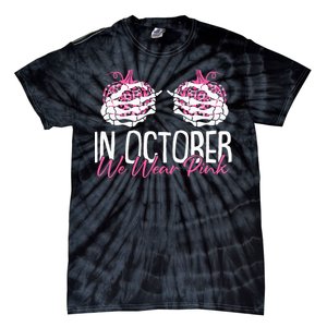 In October We Wear Pink Breast Cancer Awareness Pumpkin Tie-Dye T-Shirt